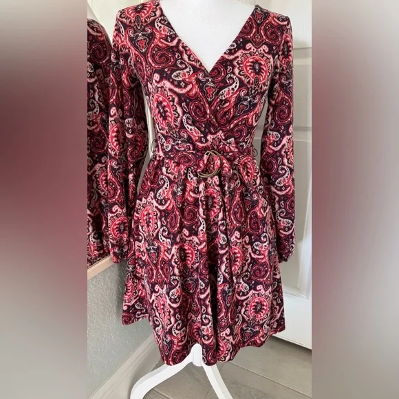 Anthropologie Maeve Paisley Belted Dress Pink - Picture 15 of 16